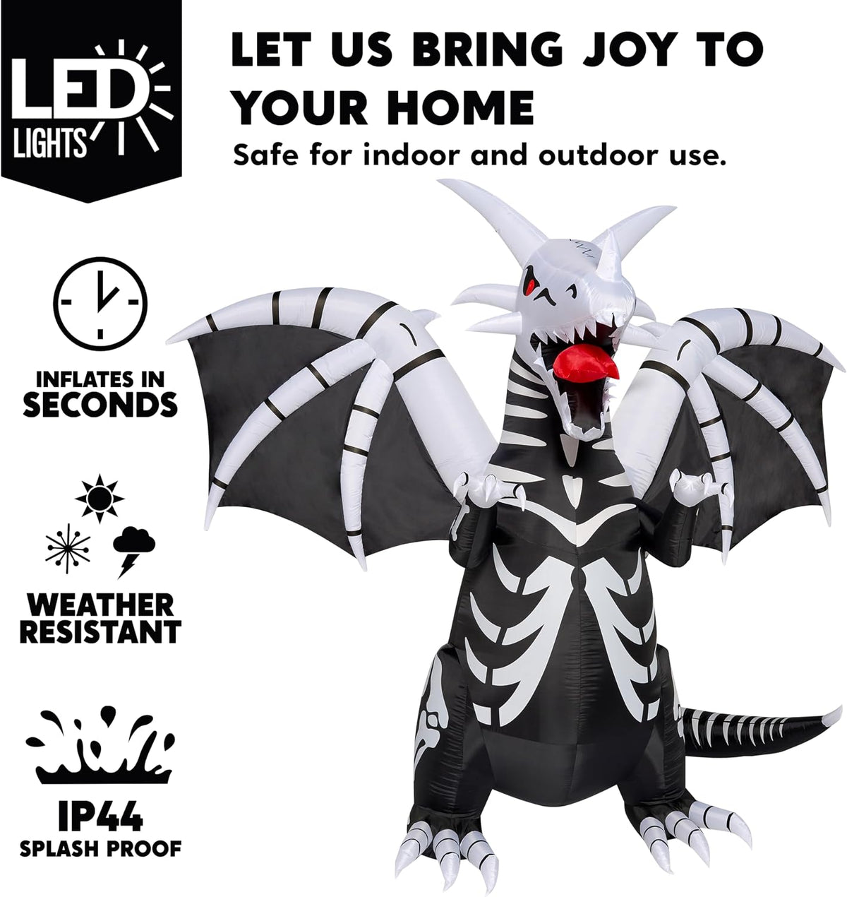 Joiedomi 8 FT Tall Halloween Inflatables Outdoor Skeleton Dragon Decoration, ...