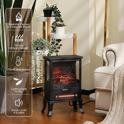 TURBRO Suburbs TS17Q Infrared Electric Fireplace Stove, Realistic Flame - Image 2