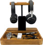dual headphone stand, acacia wood holder for 2, main product view