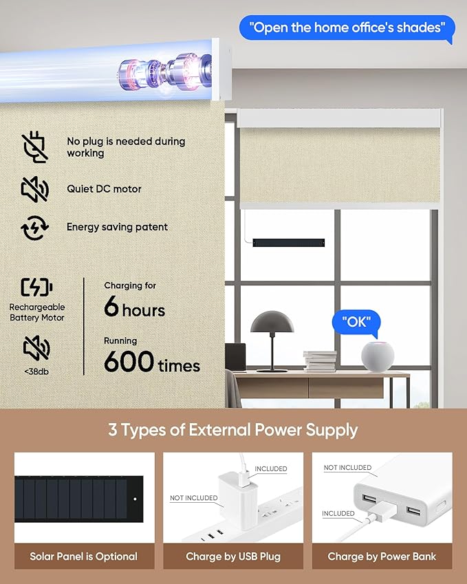 Kincmo Motorized Blinds with Remote, 100% Blackout Motorized Roller Shades Work - Image 5