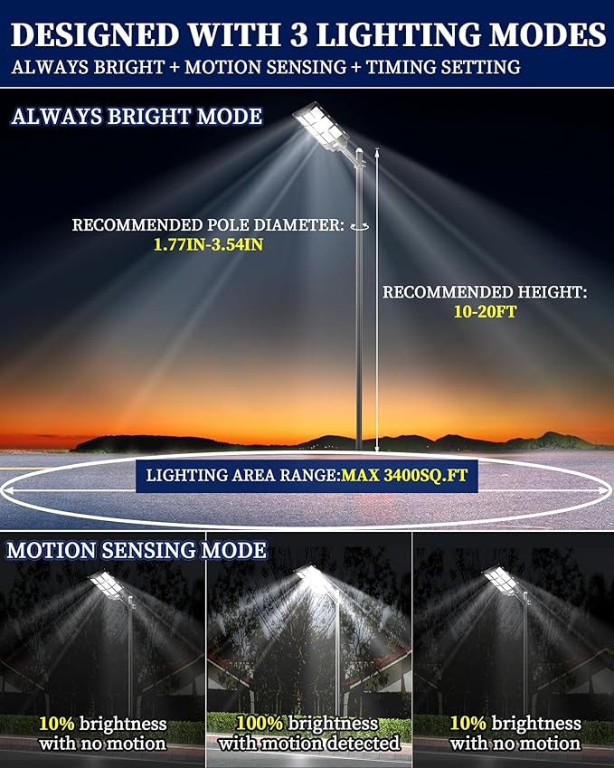 Gefolly SL-7200W Solar Street Light Outdoor, Wide Angle 450000LM - Image 3