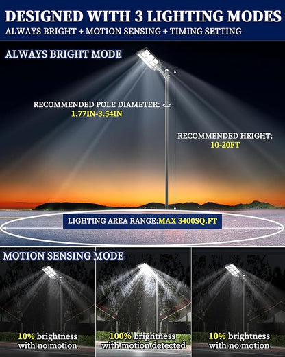 Gefolly SL-7200W Solar Street Light Outdoor, Wide Angle 450000LM - Image 3