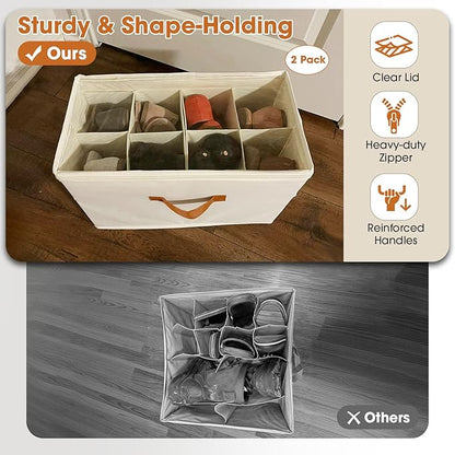 2 Pack Shoe Organizer for Closet, Foldable Shoe Storage Organizer - Image 3