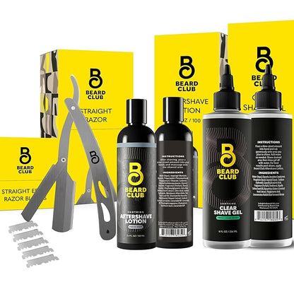 Beard Club Straight Razor for Men, Shaving Gel & Aftershave for Men – Hydrating by TheBeardClub