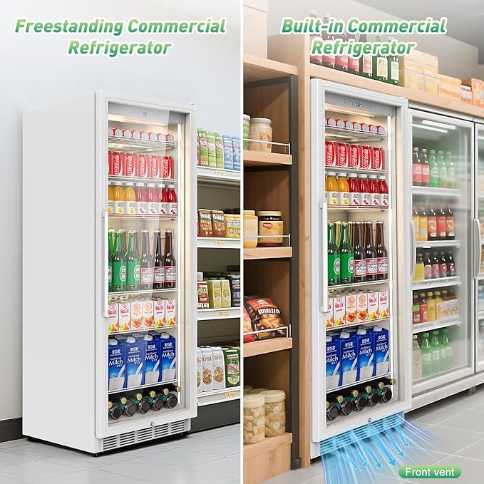 Commercial Merchandiser Refrigerator, 13.8 Cu Ft Display Beverage Fridge - Image 5