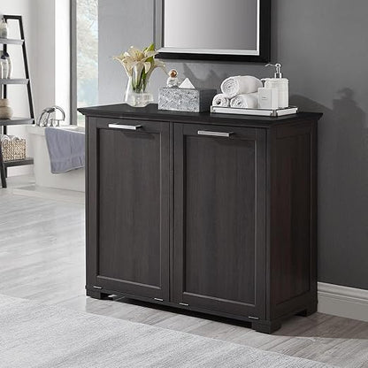 OLD CAPTAIN Double Tilt Out Trash Cabinet, Wooden Kitchen Garbage Can Free - Image 2