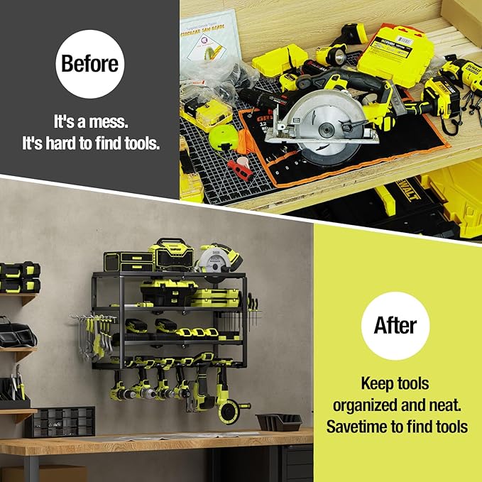 4 Layer Power Tool Organizer Wall Mount, Battery Tools Holder - Image 7