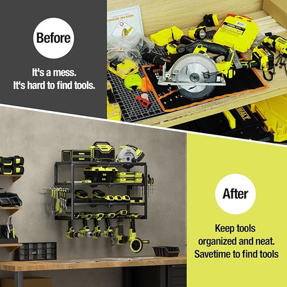 4 Layer Power Tool Organizer Wall Mount, Battery Tools Holder - Image 7