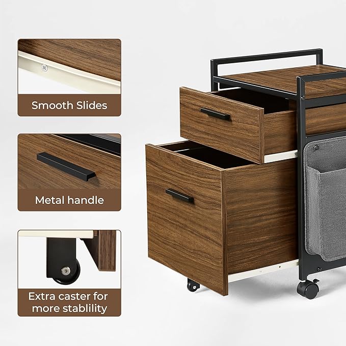 EUREKA ERGONOMIC 2-Drawer Mobile File Cabinet - Image 4