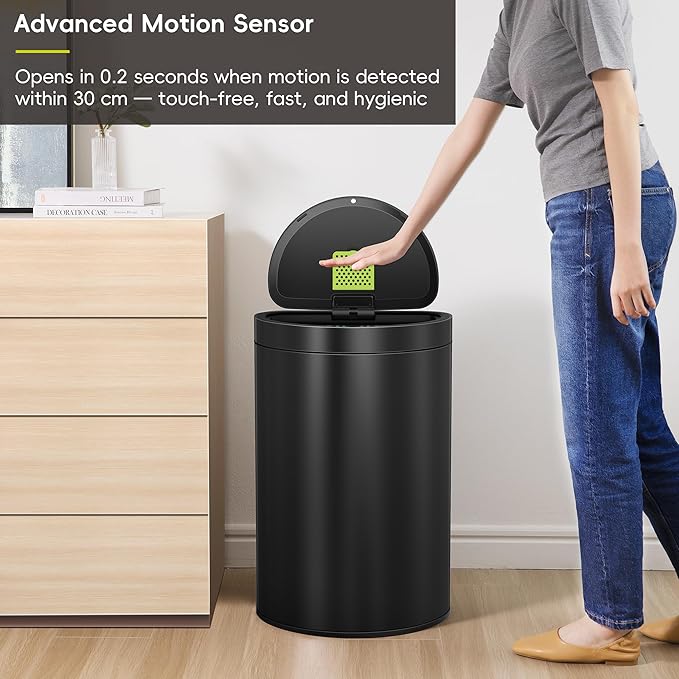 EKO Mirage Semi-Round 47L / 12.4 Gal Motion Sensor Trash Can, Automatic Kitchen - Image 4