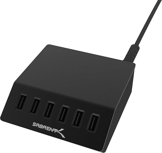 SABRENT Premium 60 Watt 6 Port Aluminum Family Sized Desktop USB Rapid Charger. by SABRENT