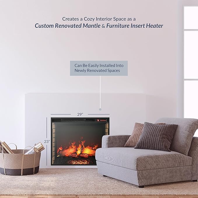 BELLEZE 28" Electric Fireplace, 1500 W 5000 BTU Space Heater - Image 7