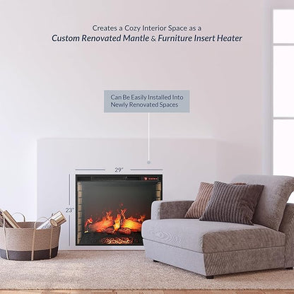 BELLEZE 28" Electric Fireplace, 1500 W 5000 BTU Space Heater - Image 7