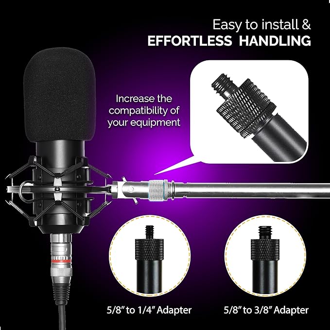 IXTECH Mic Stand Adapter Set 8 pieces Metal Microphone Stand Screw Thread - Image 8