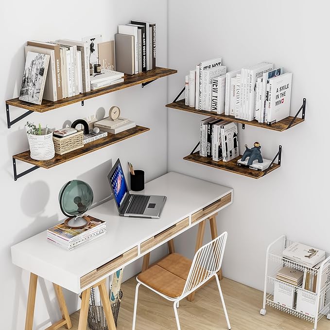 Heimlove Deep Floating Shelves for Wall, 24W x 12D Wood Wall Shelves Set of 2 - Image 2