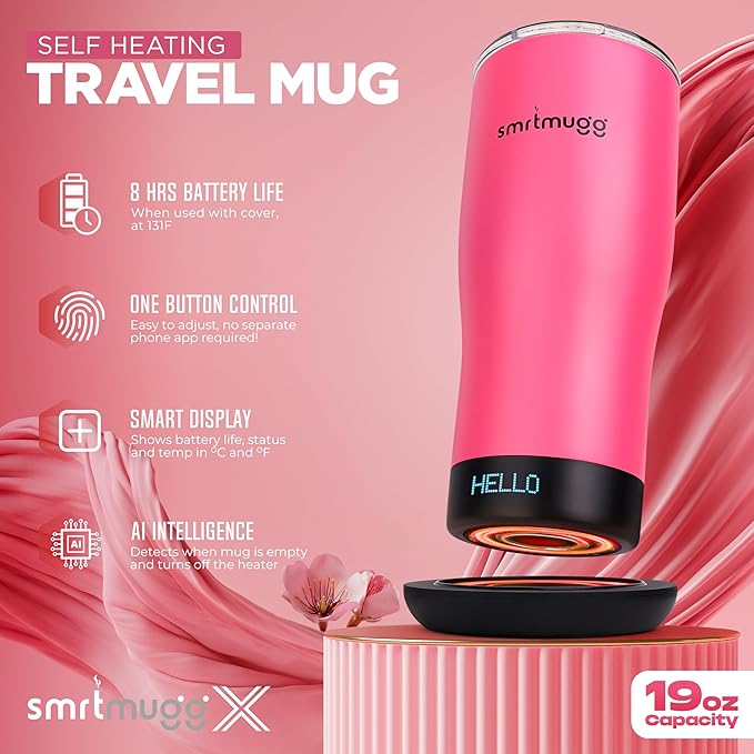 X Heated Coffee Mug 19 oz., 8 Hour Battery Life, Self-Heating, Adjustable Temp - Image 3