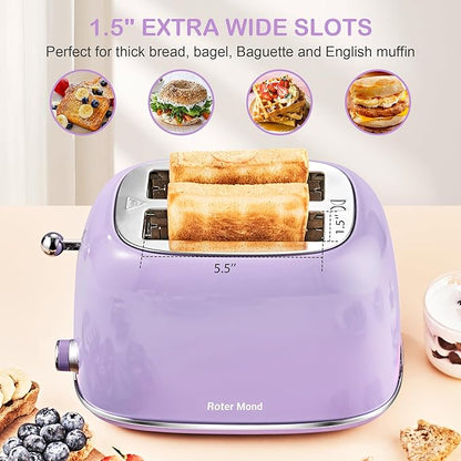 Roter Mond 2 Slice Toaster Retro Stainless Steel - Image 4