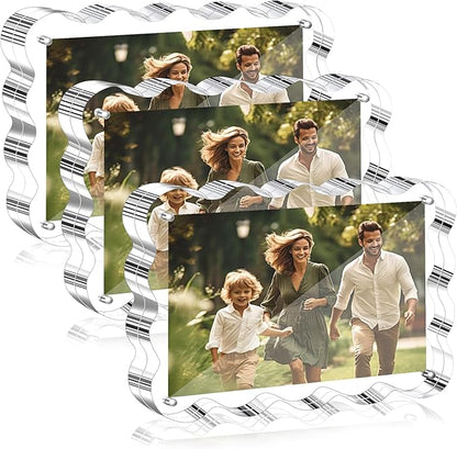 Aheroi Acrylic Picture Frames, 3 Pack 4x6 Clear Scalloped Photo Frame by Aheroi