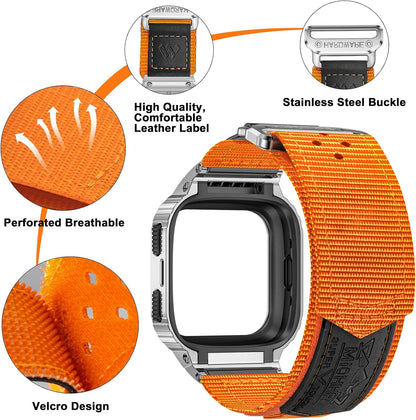 miohhr nylon bands with stainless steel case for, close-up detail