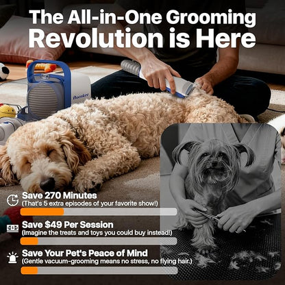 Dog Grooming Kit with Vacuum, 15000Pa Pet Hair Clipper and Shedding Brush - Image 7