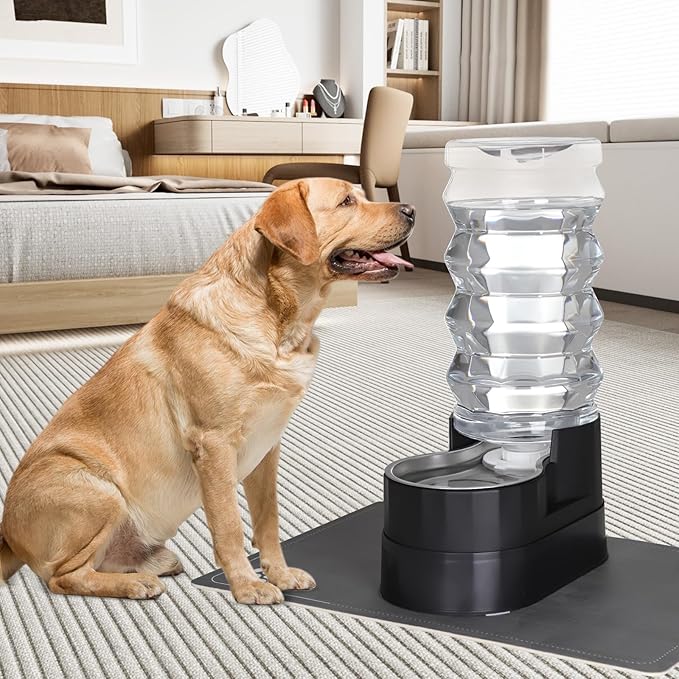 RIZZARI Automatic Dog Water Dispenser: Spill-Resistant 9L Black Gravity Feeder - Image 8