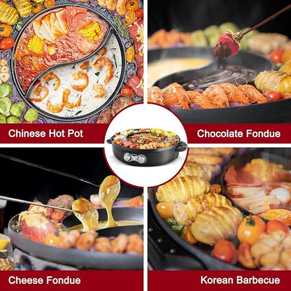 Food Party Hot Pot Electric Korean BBQ Grill 2 in 1 Hotpot Smokeless Indoor - Image 5