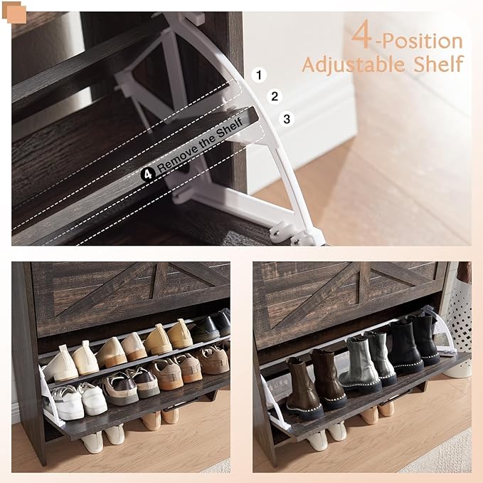 Shoe Storage Cabinet, Farmhouse Shoe Organizer - Image 6