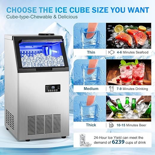 Commercial Ice Maker Machine 140Lbs/24H, 45 Ice Cubes in 4-15 Mins, 35Lbs Ice - Image 4