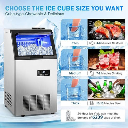 Commercial Ice Maker Machine 140Lbs/24H, 45 Ice Cubes in 4-15 Mins, 35Lbs Ice - Image 4