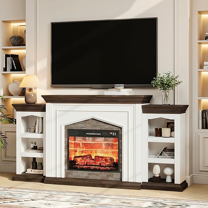 LGHM 80" Fireplace TV Stand for TVs Up to 90 Inch, Electric Fireplace - Image 2