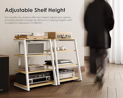 FITUEYES Design 4-Tier AV Media Stand Corner Shelf Stand Wooden Corner Shelves - Image 5