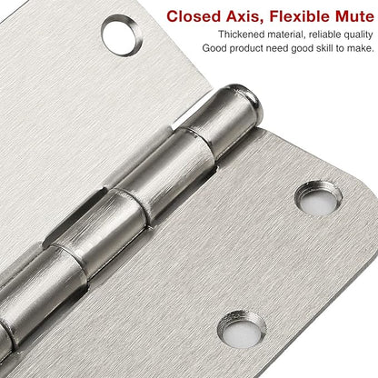 3 Pack Rounded Door Hinges Brushed Nickel 3.5 Inch 5/8" Radius Hardware Satin 3 - Image 5