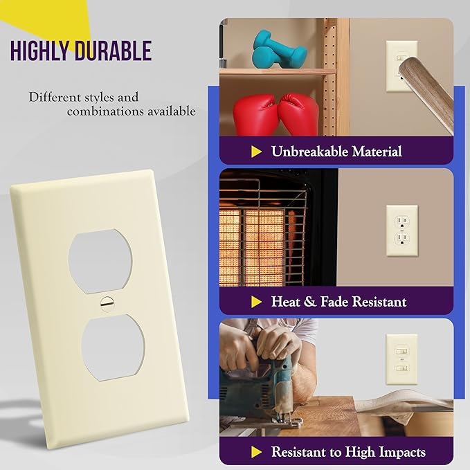 Enerlites 8821-LA Duplex Receptacle Outlet Wall Plate, Standard Size 1-Gang - Image 4