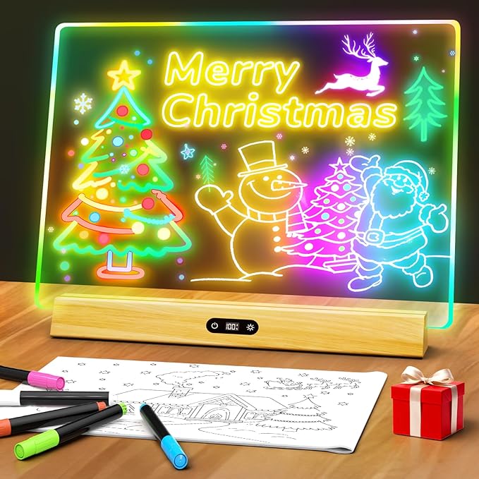 LED Note Board with Colors, Rechargeable 17-Inch Doodle Glow 9-Mode Light Up by LightUpYourCreativity