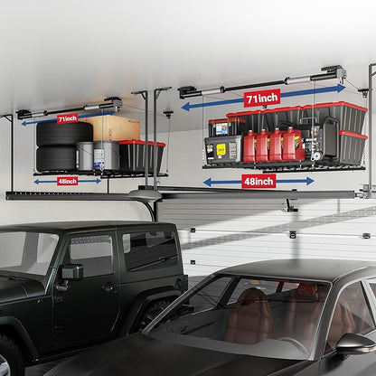FLEXIMOUNTS Overhead Garage Storage Rack Lift, 4x4 Ft Heavy-Duty Garage Ceiling - Image 7