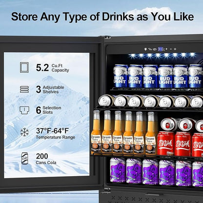 24 Inch Beverage Refrigerator, 5.2 Cu. Ft. Drink Refrigerator - Image 2