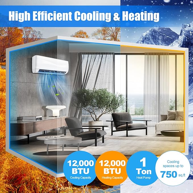 RELAX4LIFE Mini Split Ac/Heating System, 12000 BTU Ductless Mini Split Air - Image 3