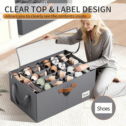 2 Pack Shoe Organizer for Closet, Foldable Shoe Storage Organizer - Image 4