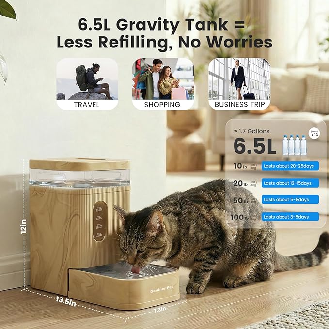 Gardner Pet 1.7 Gallon Automatic Dog Water Bowl Dispenser 6.5L Gravity Water - Image 2