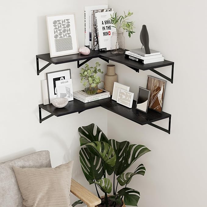 Axeman Deep Floating Shelves for Wall, 16W x 12D Black Floating Shelves Set of 2 - Image 7