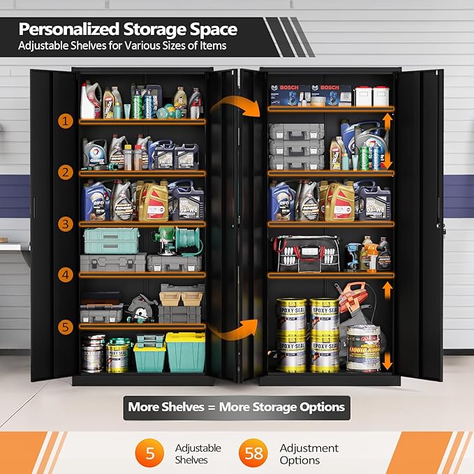 VINGLI Metal Garage Storage Cabinet - Image 4