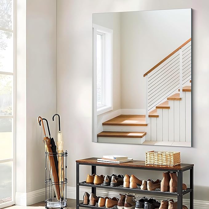 CILIBER Frameless Rectangle Mirror, 36x48 Inch Large Bathroom Mirrors - Image 6