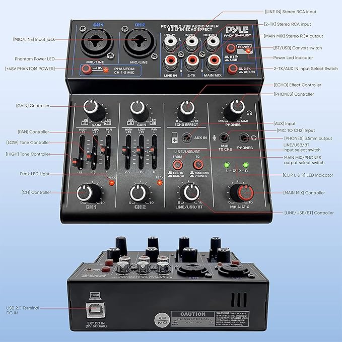 Pyle Professional Wireless DJ Audio Mixer - Image 3