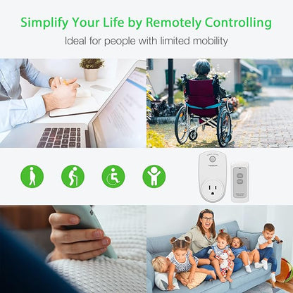 Remote Control Outlet, TESSAN Wireless Electrical Plug Switch - Image 5