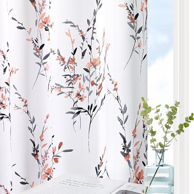 MYSKY HOME Floral Curtains 84 Inch Length by MYSKYHOME