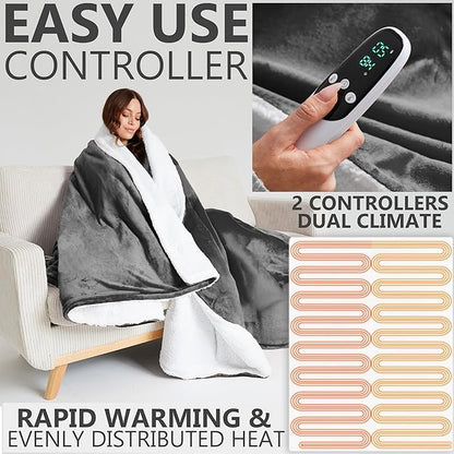 Heated Blanket Electric Luxurious Fleece King Blanket, 9 Heat Settings & 12H - Image 3