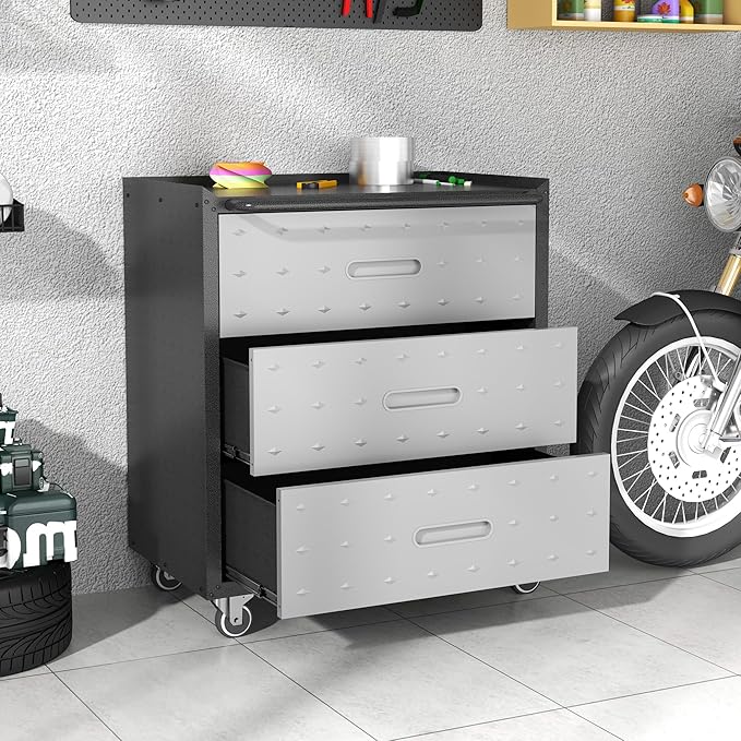 Metal Storage Cabinet with Wheels, Rolling Tool Cabinet, Garage Storage Cabinet - Image 2