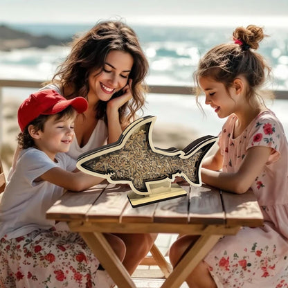 Shark Tooth Display Case XL 14” – Megalodon-Shaped Shark Teeth Holder for Collectors – Wooden Display for Fossilized Shark Teeth – Shark Tooth Holder Coastal Décor by Fossil King