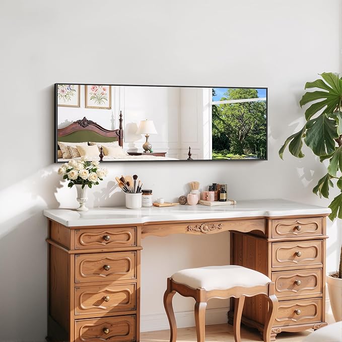 Black Bathroom Mirror for Wall, 16x48 Inch Rectangle Mirror - Image 8
