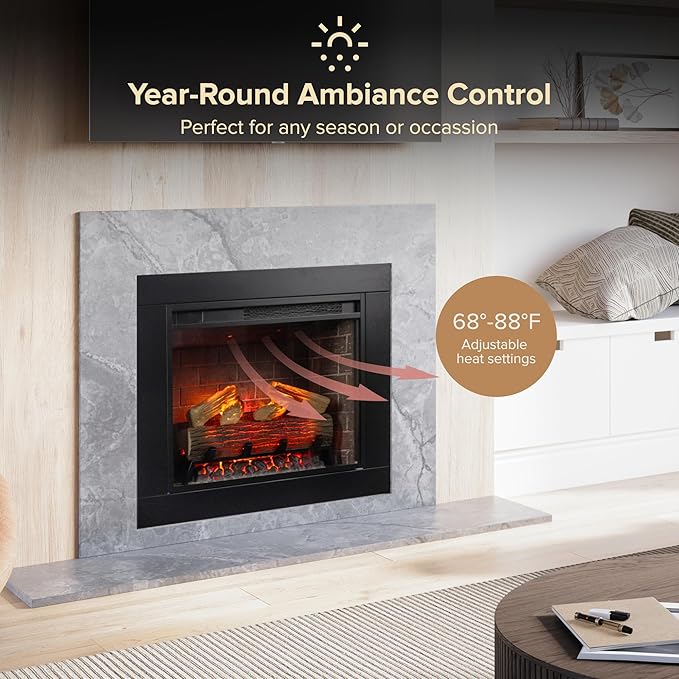 Modern Ember Uptown 23" Smart Electric Fireplace Insert + Trim Kit, Alexa/WiFi - Image 4